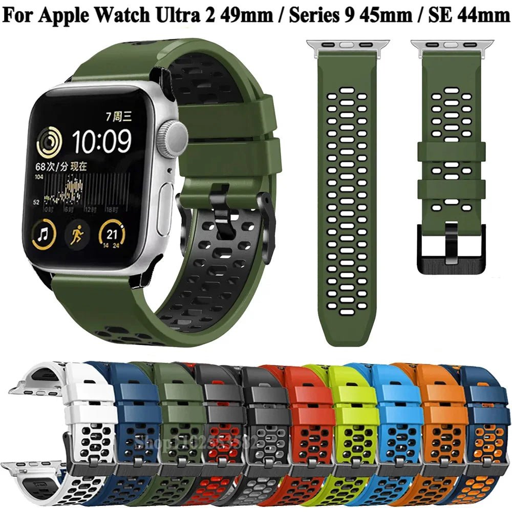Sports Silicone Apple Watch Band | Durable, Adjustable, and Breathable - ZNOVOTECH