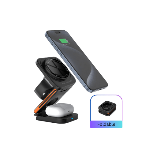 3 - in - 1 Foldable Wireless Charging Station | MagSafe Compatible for iPhone, AirPods & Apple Watch - ZNOVOTECH