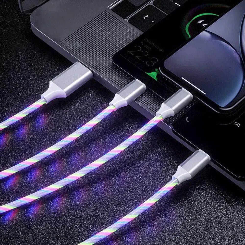 3 - in - 1 Glowing Fast Charging Cable | Multi - Device Charger with 3A Capability - ZNOVOTECH