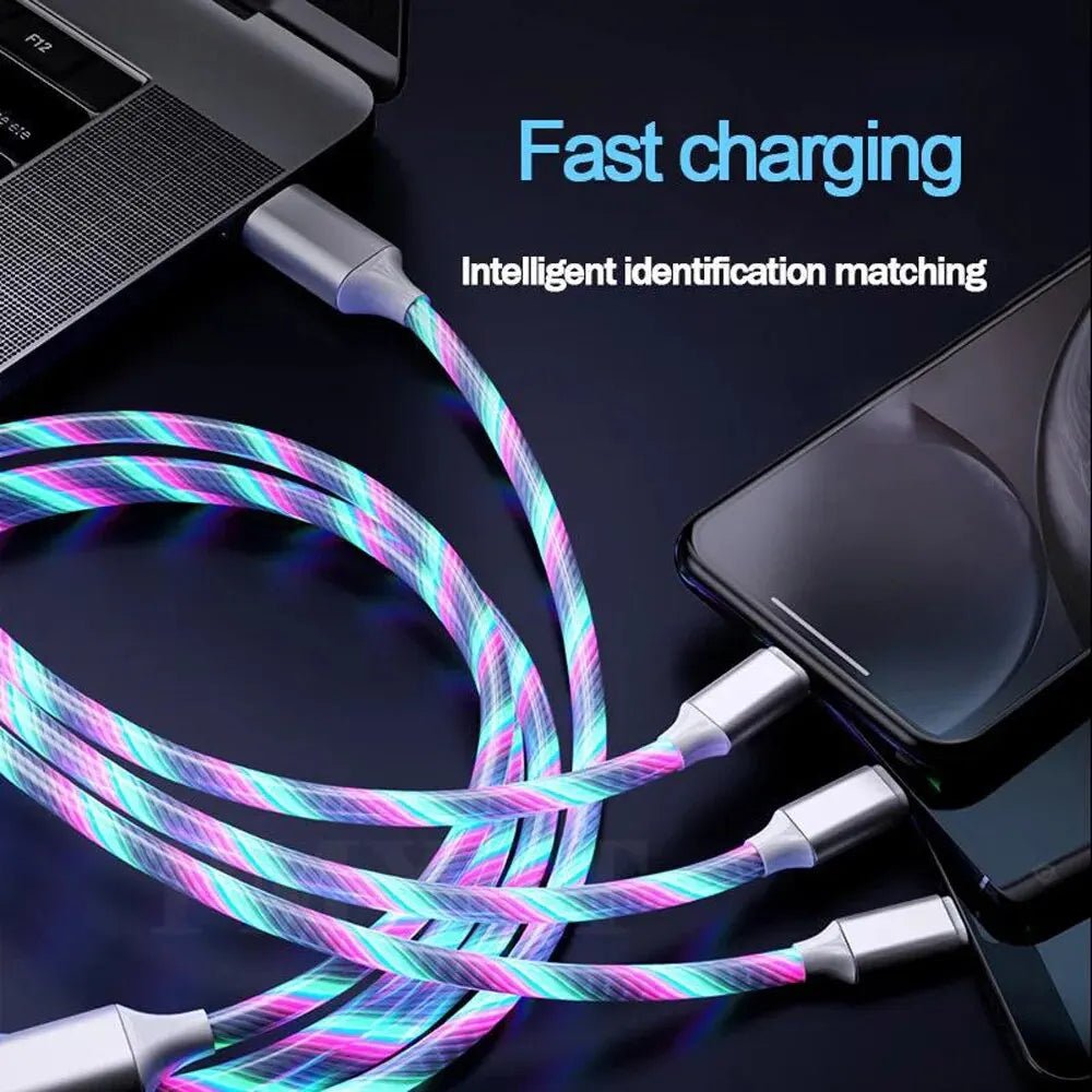 3 - in - 1 Glowing Fast Charging Cable | Multi - Device Charger with 3A Capability - ZNOVOTECH