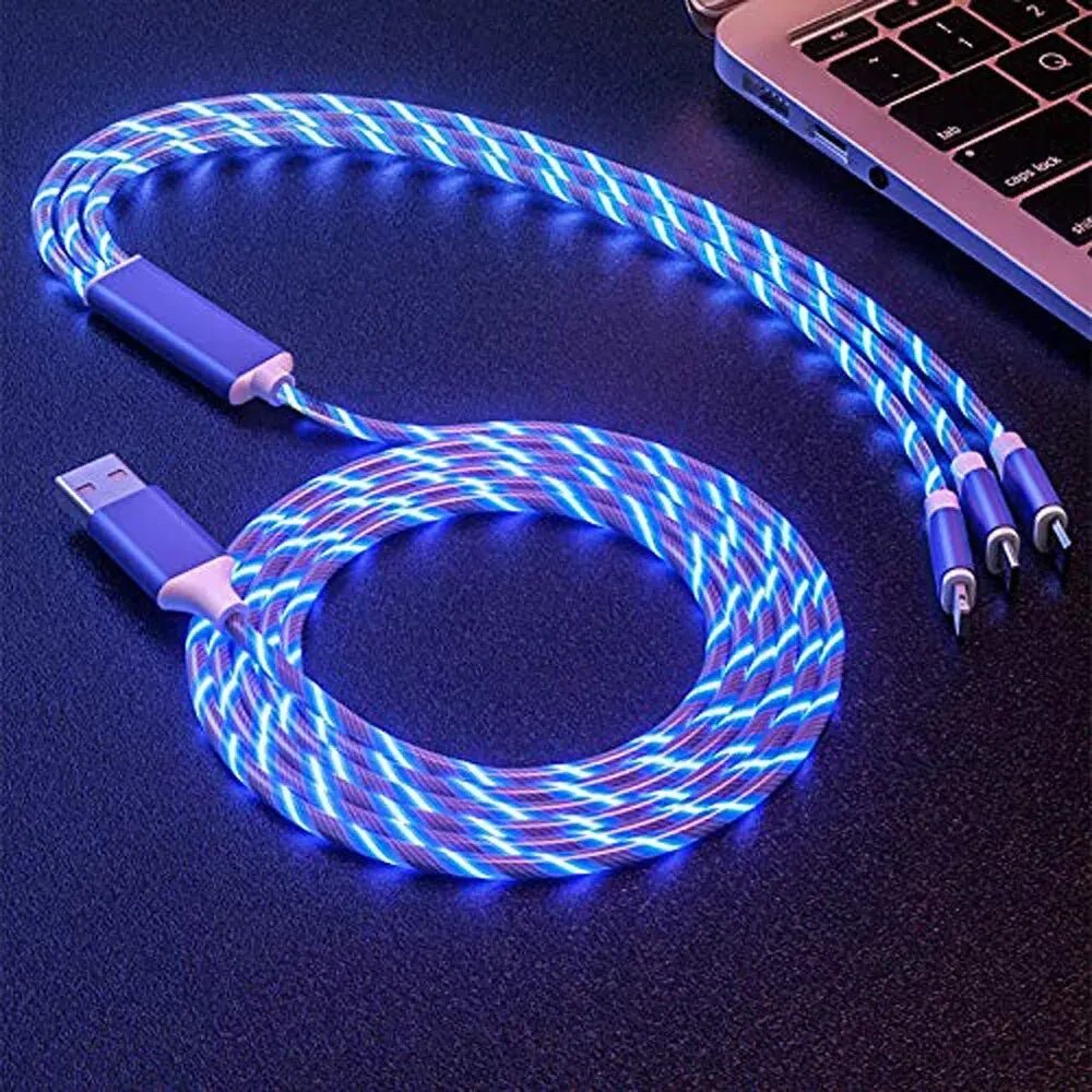 3 - in - 1 Glowing Fast Charging Cable | Multi - Device Charger with 3A Capability - ZNOVOTECH