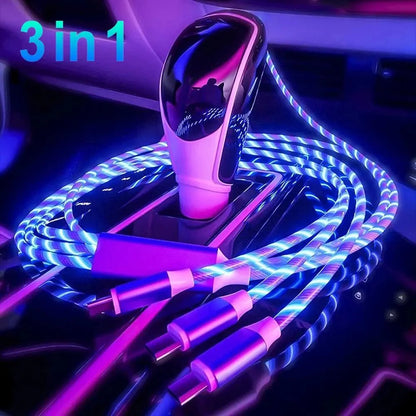 3 - in - 1 Glowing Fast Charging Cable | Multi - Device Charger with 3A Capability - ZNOVOTECH