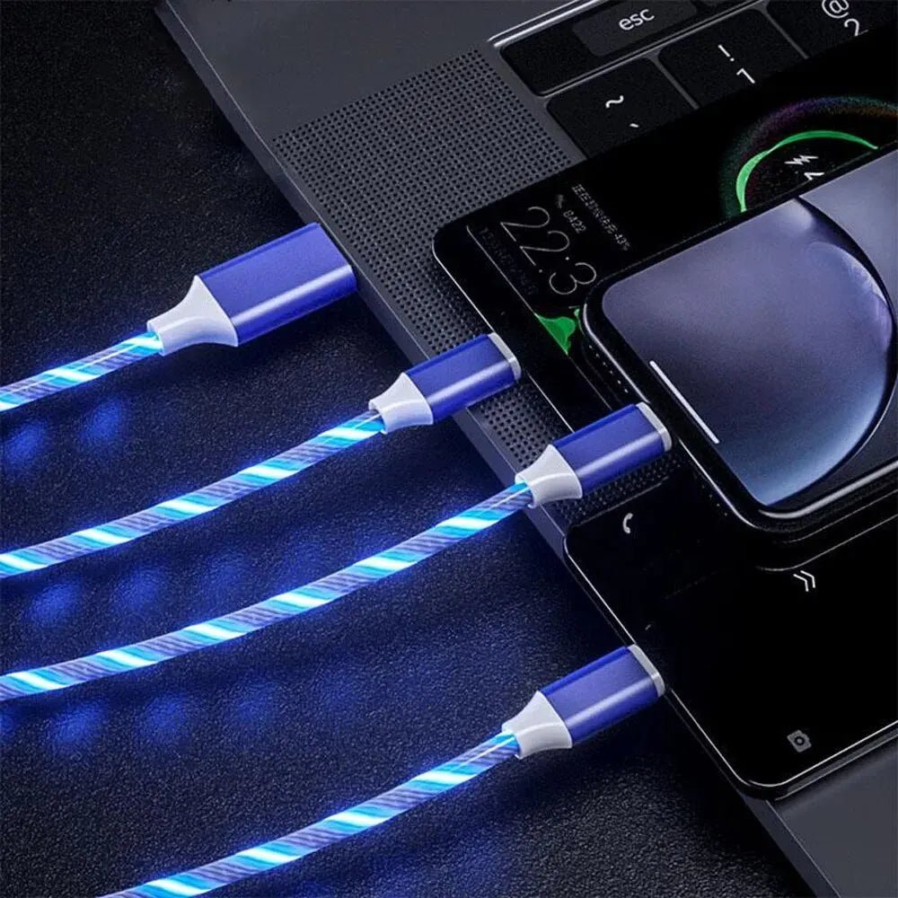 3 - in - 1 Glowing Fast Charging Cable | Multi - Device Charger with 3A Capability - ZNOVOTECH