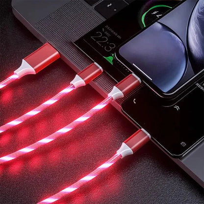 3 - in - 1 Glowing Fast Charging Cable | Multi - Device Charger with 3A Capability - ZNOVOTECH