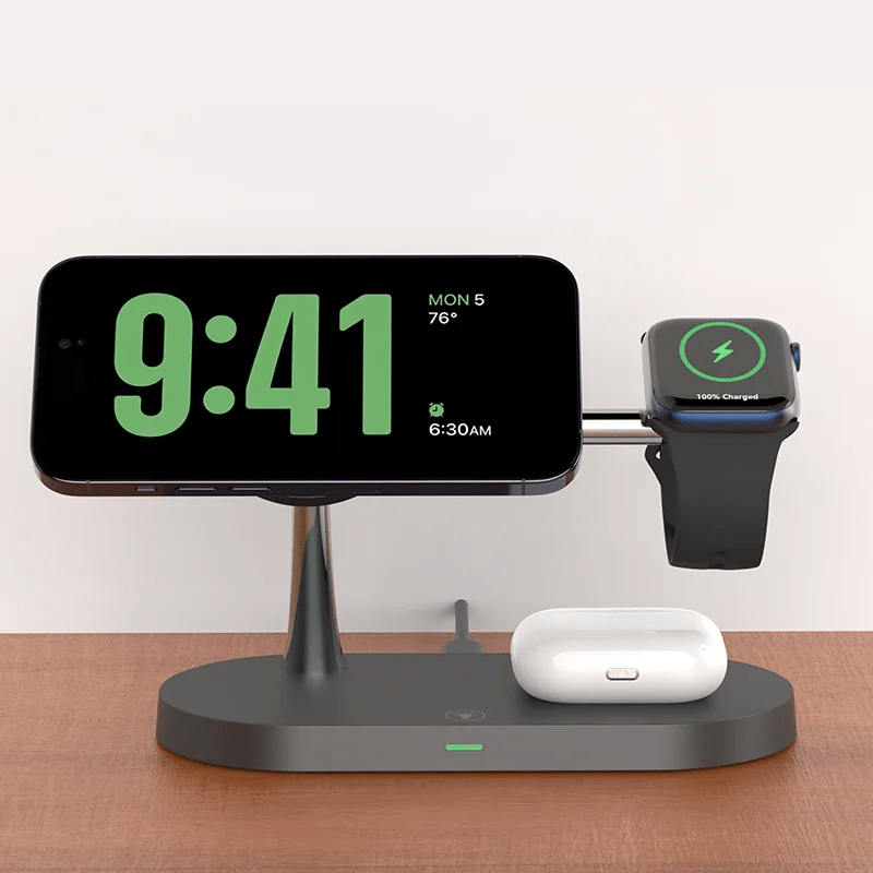 3 - in - 1 Stand Wireless Charging Dock | Fast Charger for Phone, AirPods, and Apple Watch - ZNOVOTECH