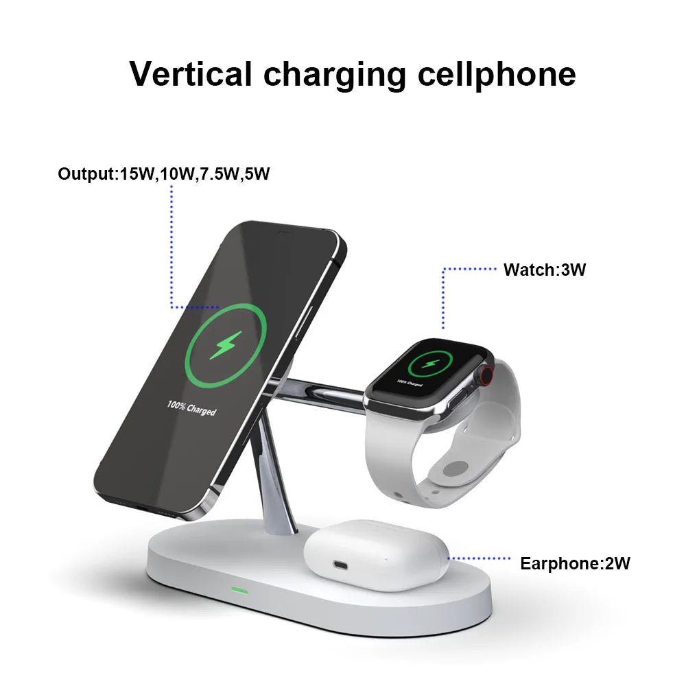 3 - in - 1 Stand Wireless Charging Dock | Fast Charger for Phone, AirPods, and Apple Watch - ZNOVOTECH