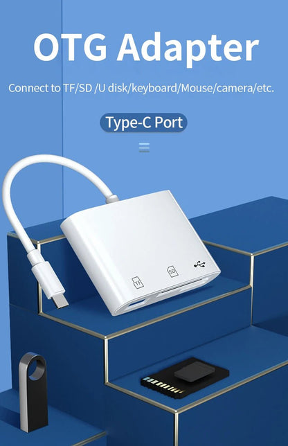 4 - in - 1 USB - C Card Reader & Adapter | SD/TF Card Reader with OTG USB Port - ZNOVOTECH