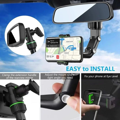 Adjustable Rearview Mirror Phone Holder - ZNOVOTECH