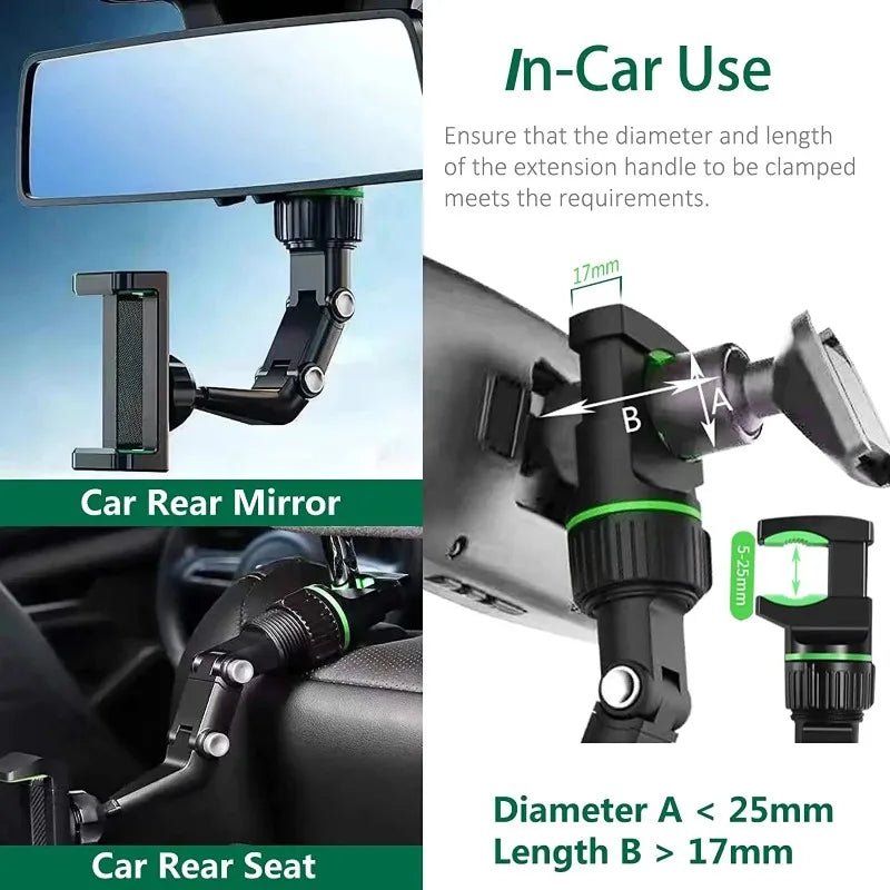 Adjustable Rearview Mirror Phone Holder - ZNOVOTECH