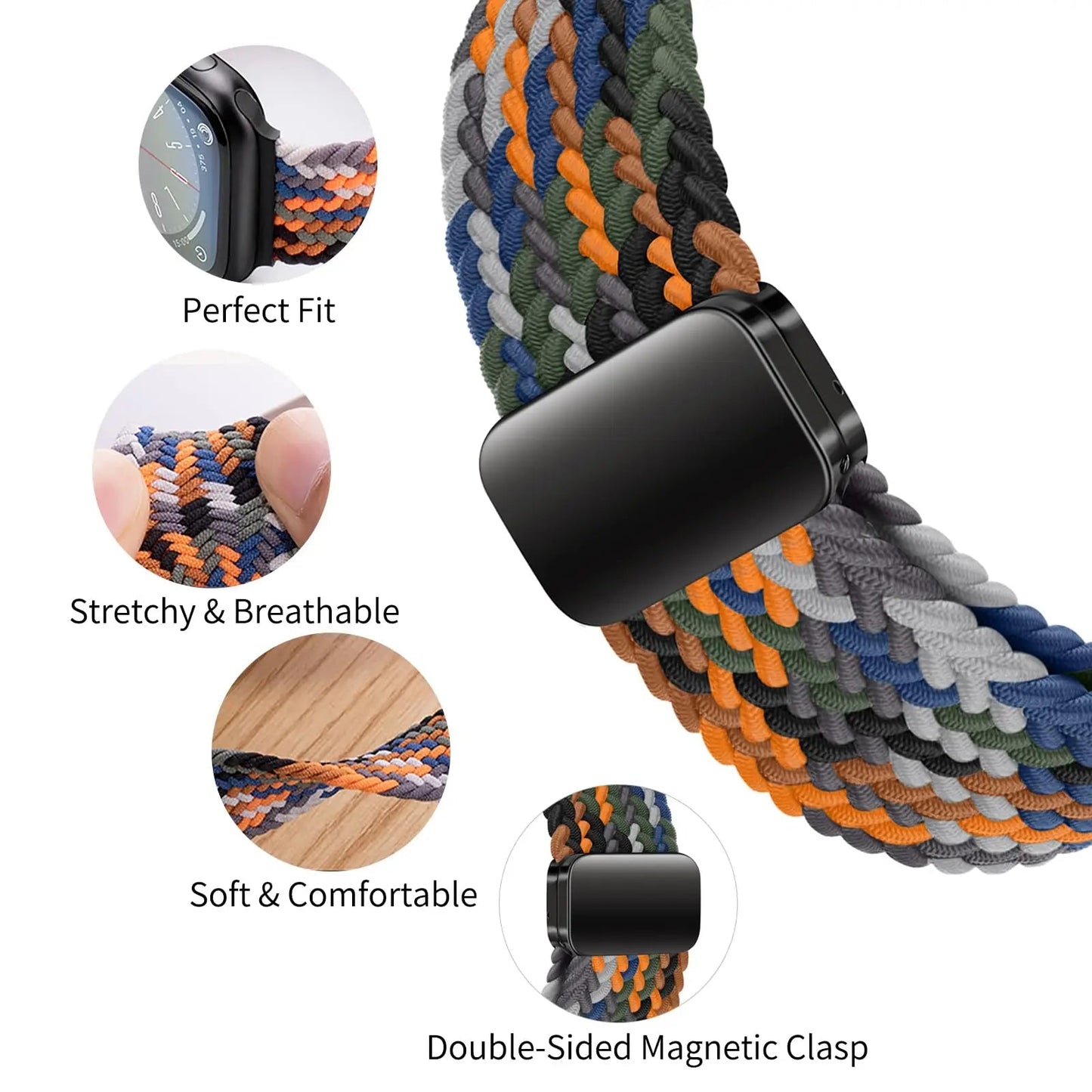 Braided Magnetic Apple Watch Band | Stretchy, Breathable, and Stylish - ZNOVOTECH