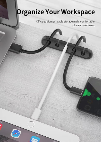 Cable Organizer Clips | Multi - Slot Cord Management Holder for Desk and Wall - ZNOVOTECH