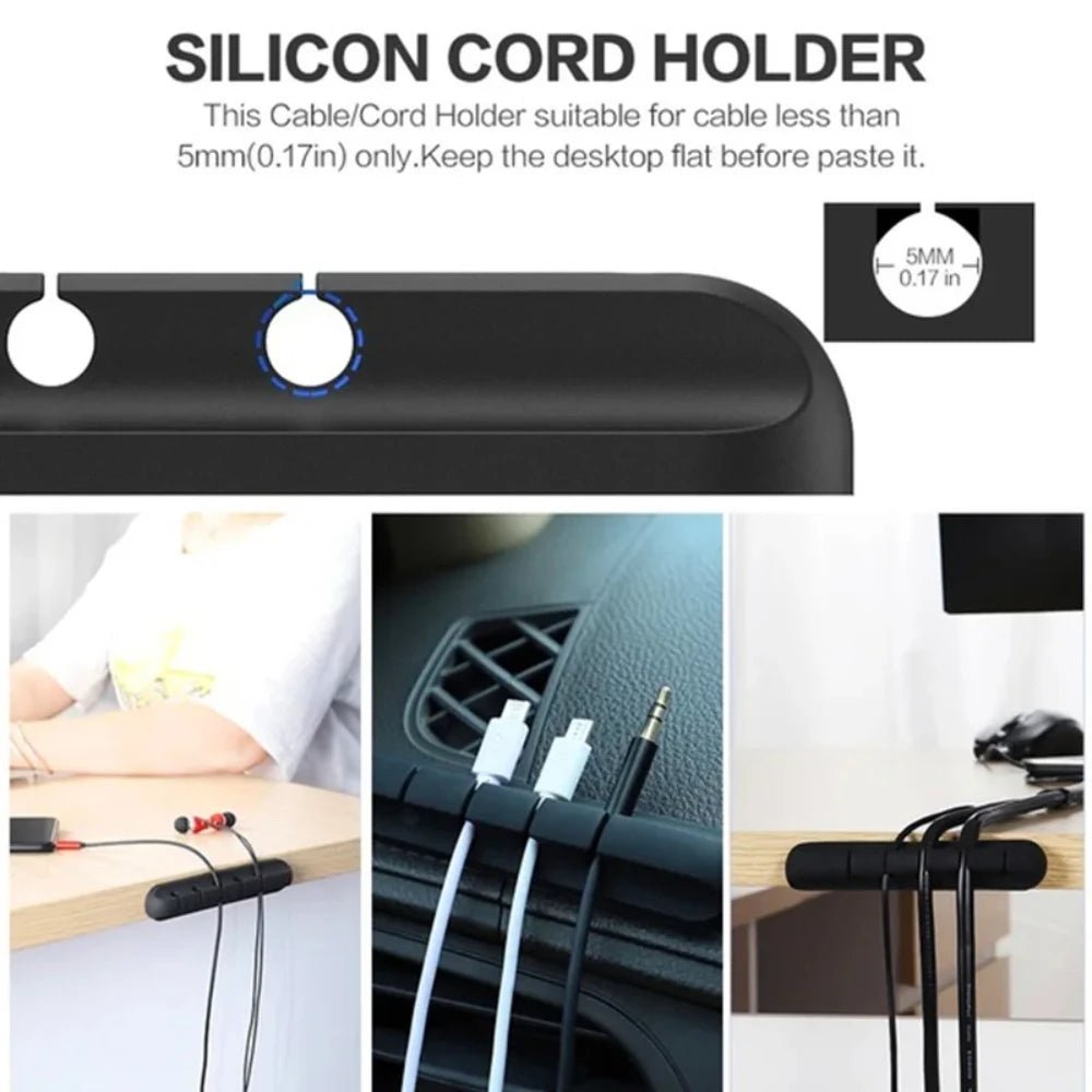 Cable Organizer Clips | Multi - Slot Cord Management Holder for Desk and Wall - ZNOVOTECH