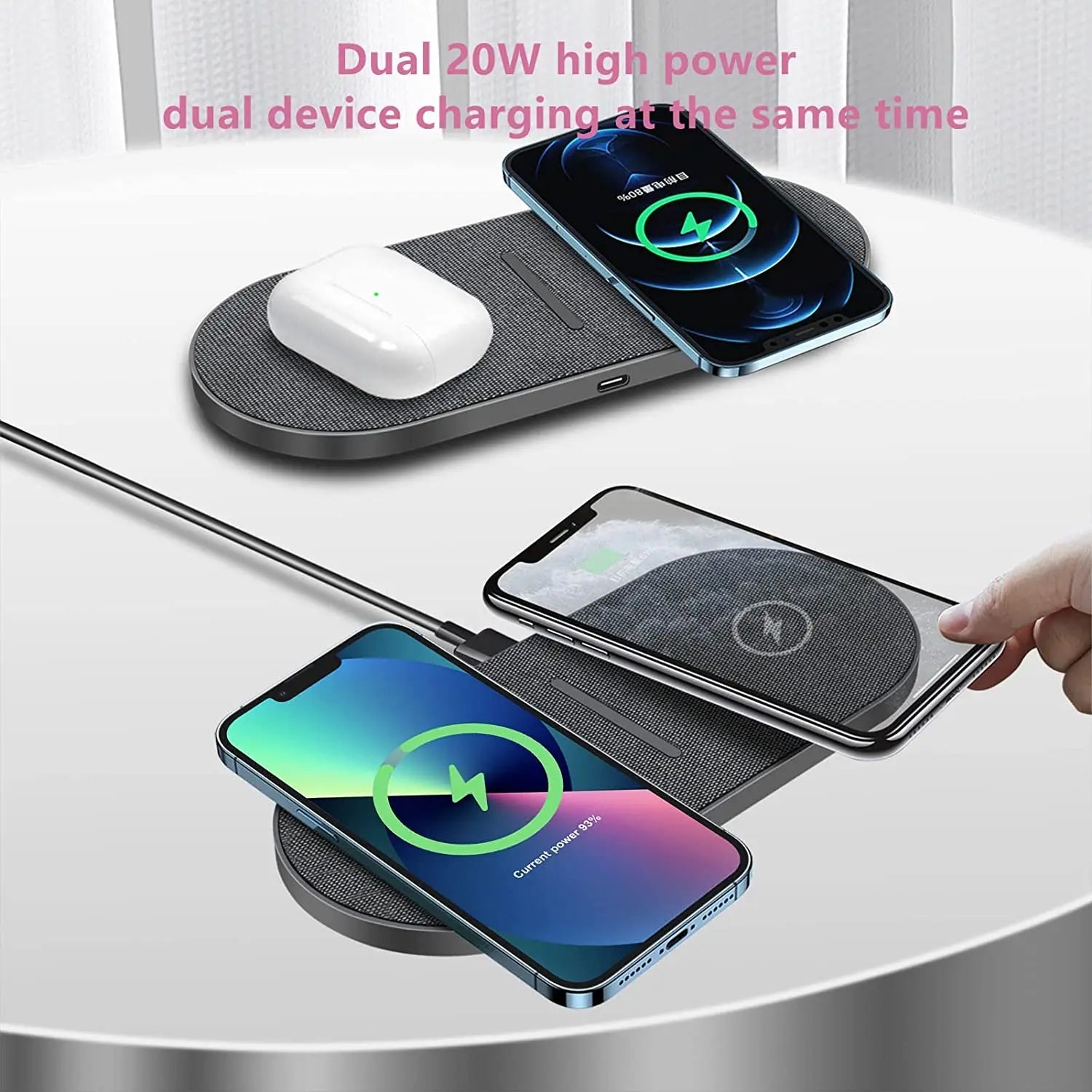 Dual Wireless Charging Pad | 40W Fast Charger for Smartphones & Earbuds - ZNOVOTECH