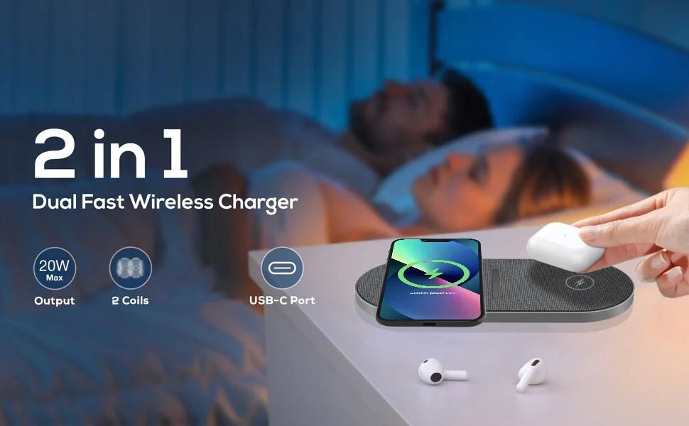 Dual Wireless Charging Pad | 40W Fast Charger for Smartphones & Earbuds - ZNOVOTECH