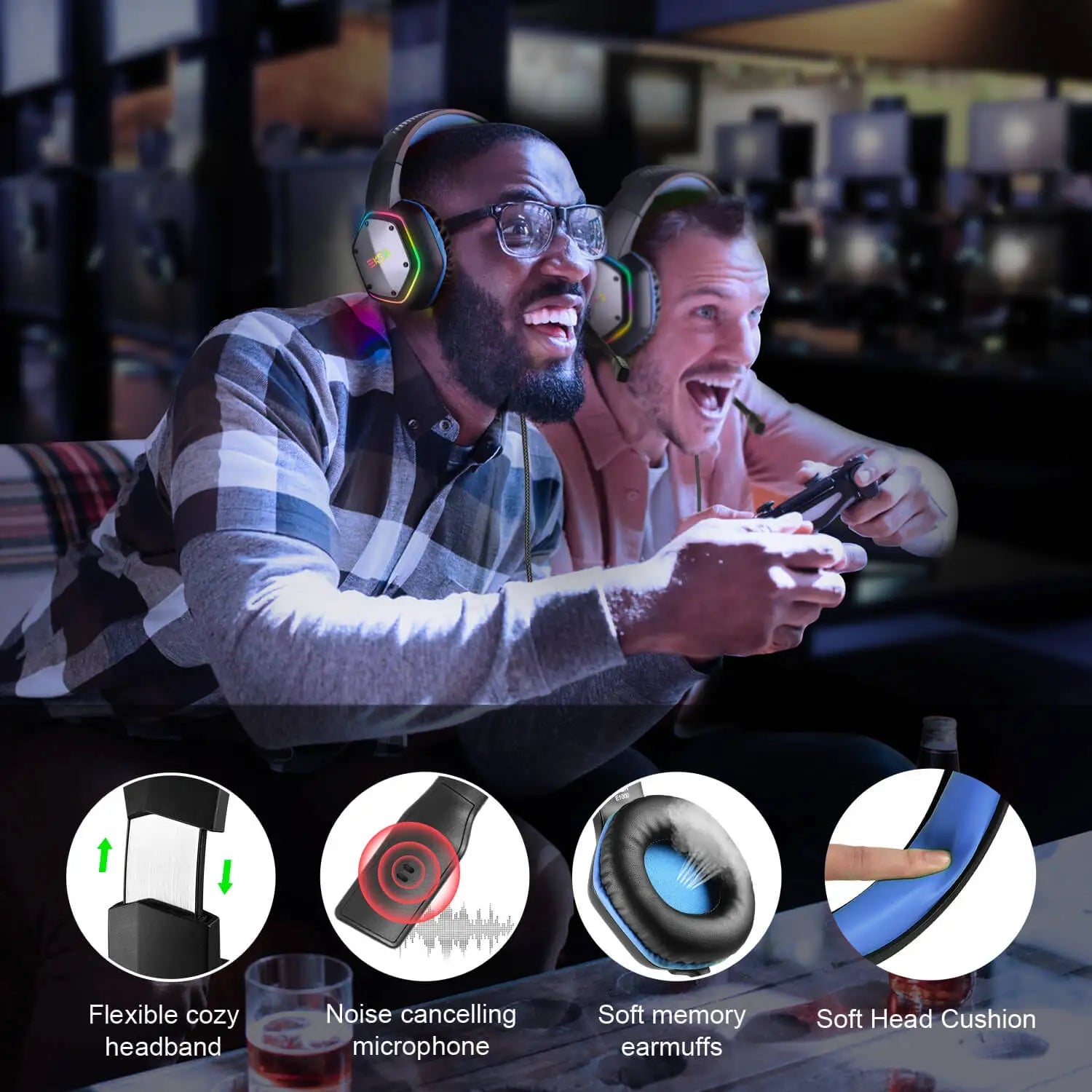 EKSA Wireless Gaming Headset – 7.1 Surround Sound & RGB Lighting - ZNOVOTECH