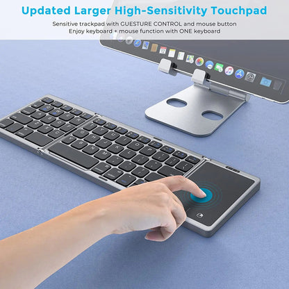 Foldable Bluetooth Keyboard with Touchpad – Ultra - Portable & Rechargeable - ZNOVOTECH