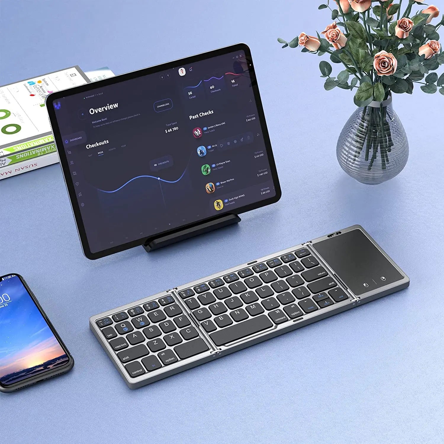 Foldable Bluetooth Keyboard with Touchpad – Ultra - Portable & Rechargeable - ZNOVOTECH