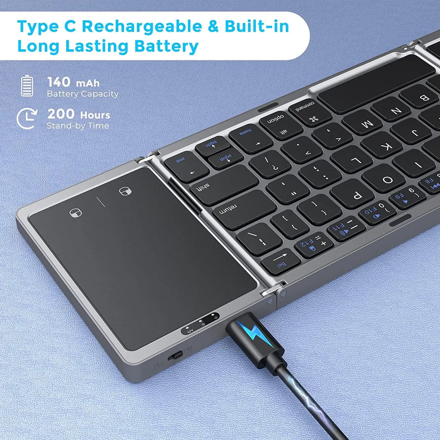 Foldable Bluetooth Keyboard with Touchpad – Ultra - Portable & Rechargeable - ZNOVOTECH