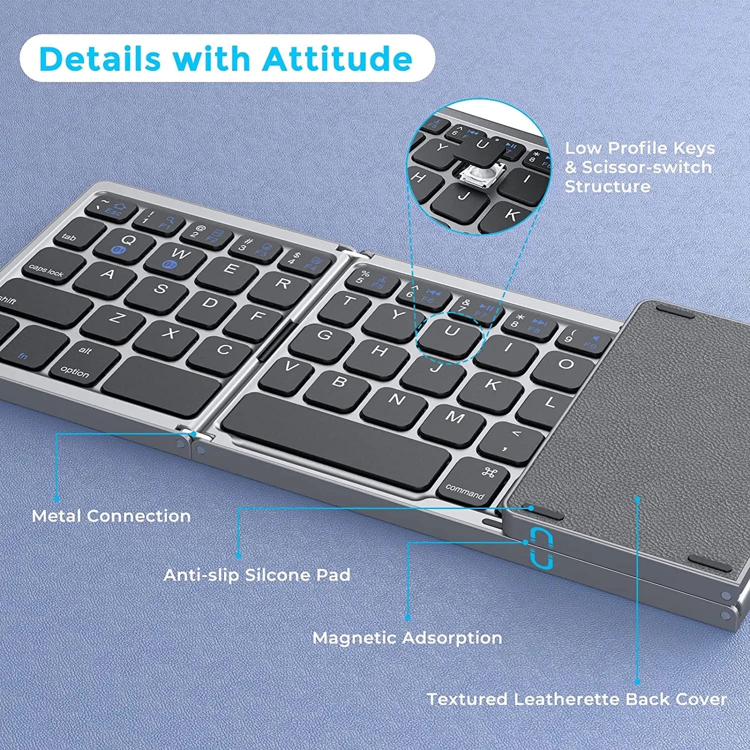 Foldable Bluetooth Keyboard with Touchpad – Ultra - Portable & Rechargeable - ZNOVOTECH