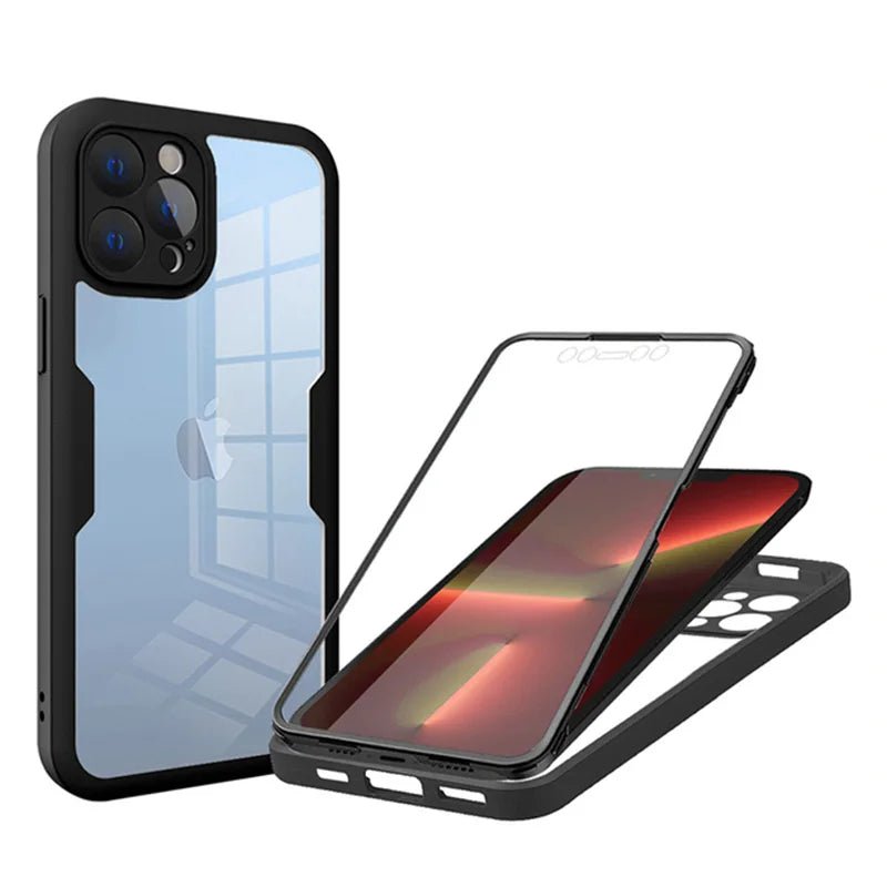 Magnetic Tempered Glass Shock Proof Case | 360° Full - Body Protection for iPhone 11, 12, 13, and More - ZNOVOTECH