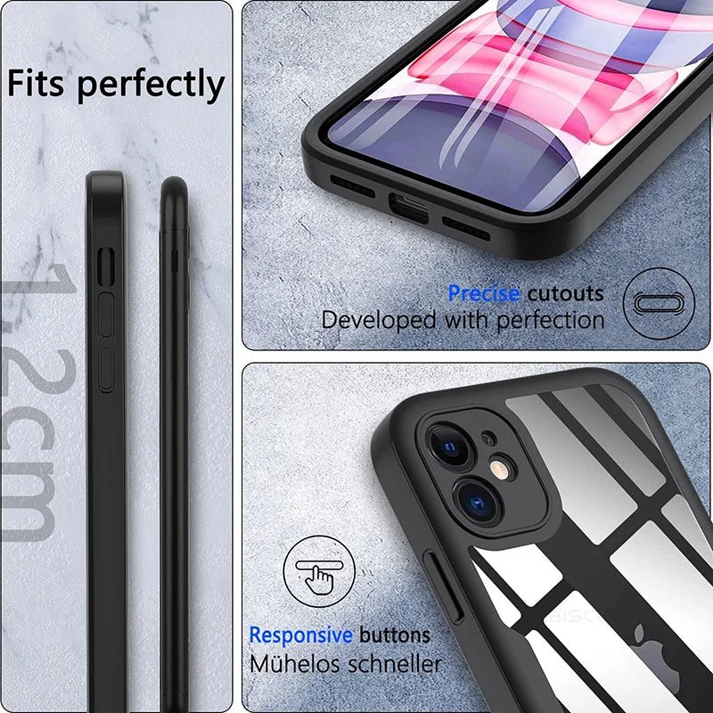 Magnetic Tempered Glass Shock Proof Case | 360° Full - Body Protection for iPhone 11, 12, 13, and More - ZNOVOTECH