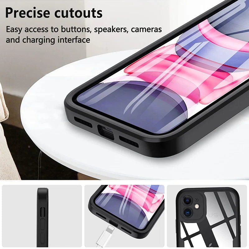 Magnetic Tempered Glass Shock Proof Case | 360° Full - Body Protection for iPhone 11, 12, 13, and More - ZNOVOTECH