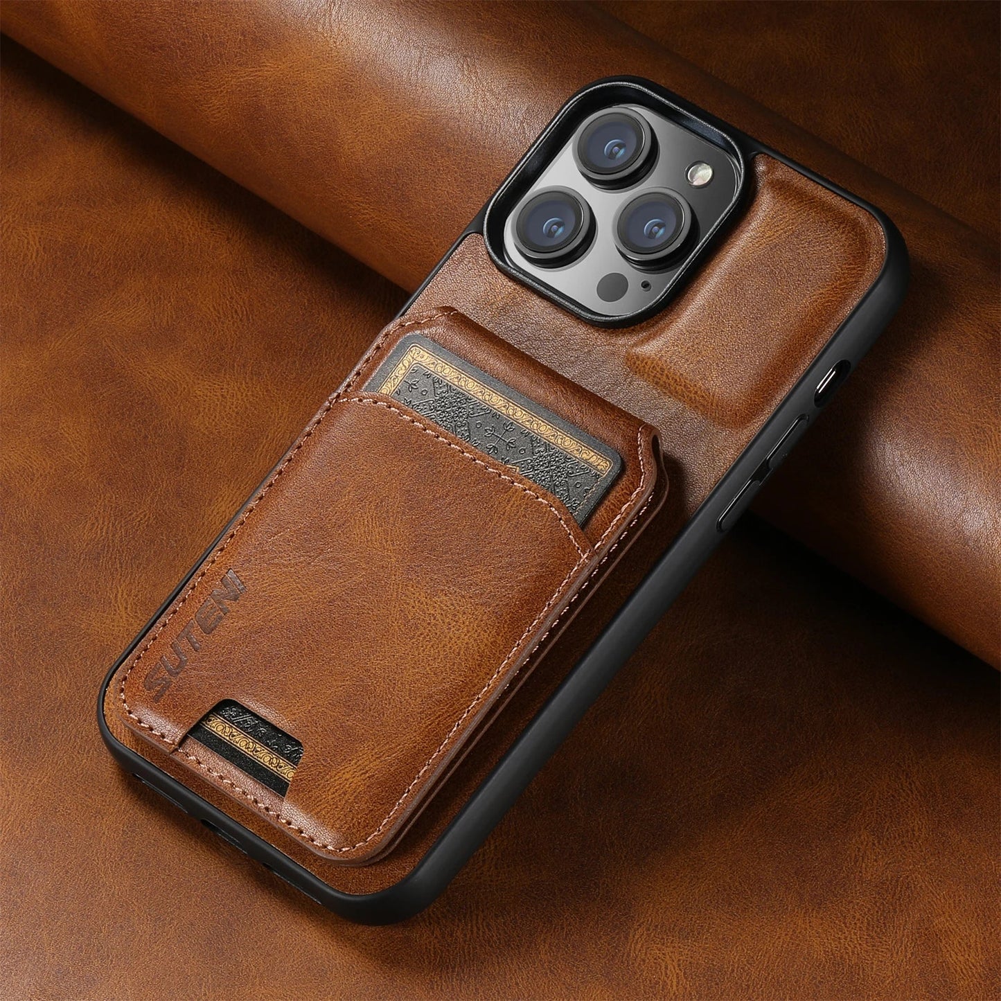 Premium Leather Wallet Phone Case – Magnetic Kickstand & Card Holder - ZNOVOTECH