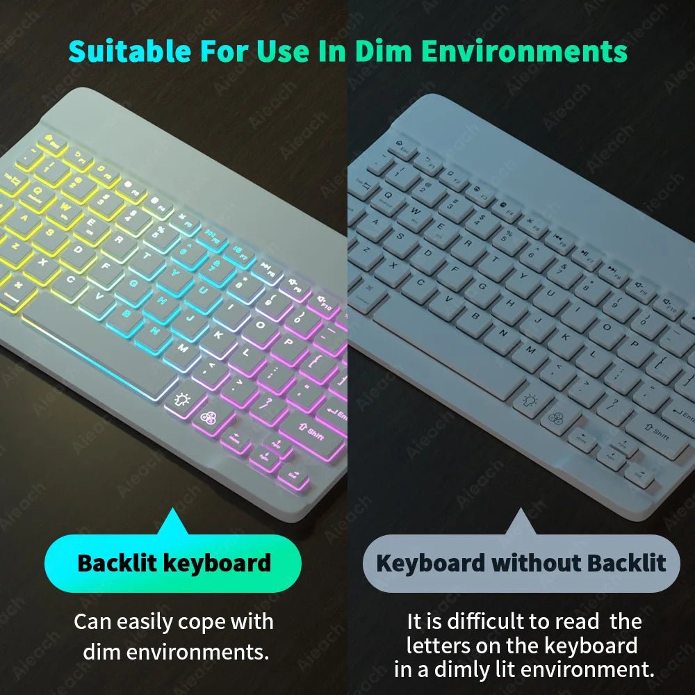 Wireless Bluetooth Keyboard & Mouse Combo – RGB Backlit for Tablet, iPad, Windows, and Android - ZNOVOTECH