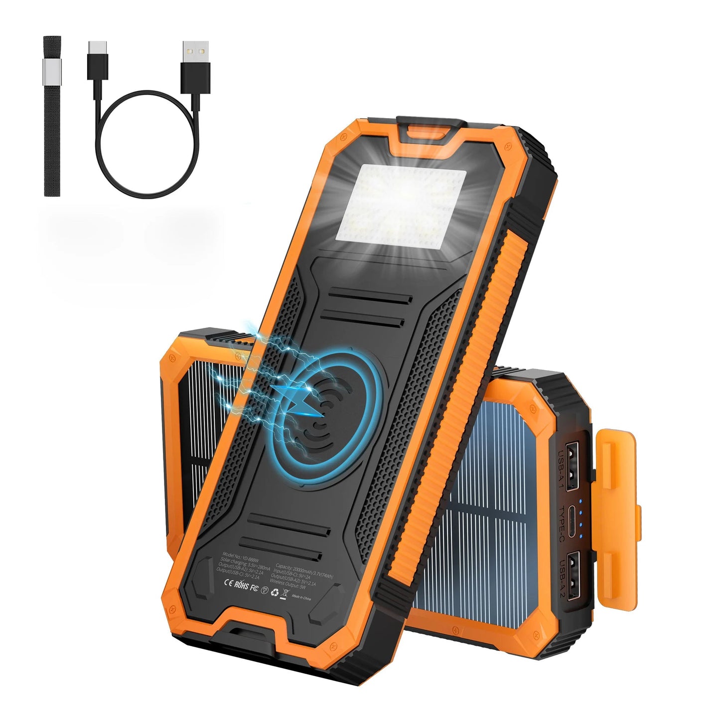 Wireless Solar Power Bank | 4 Outputs & Flashlight - ZNOVOTECH