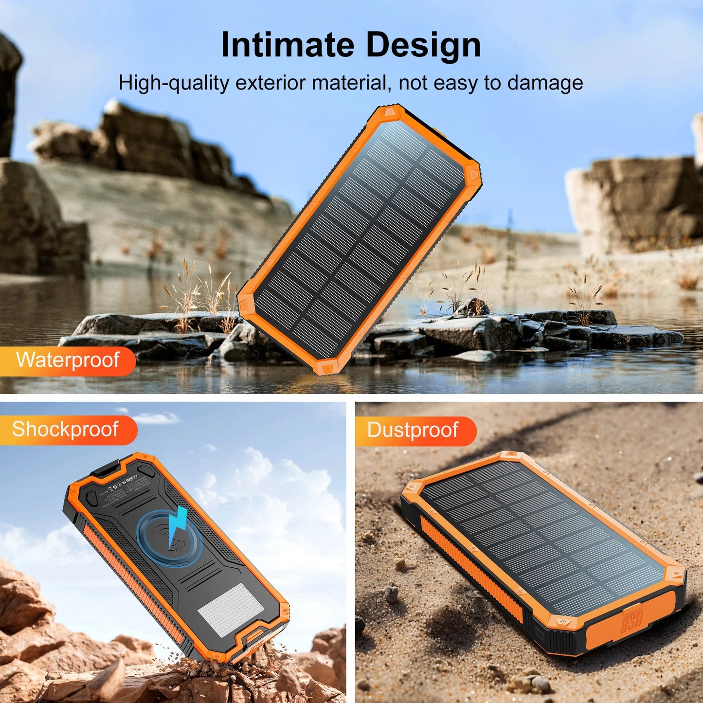 Wireless Solar Power Bank | 4 Outputs & Flashlight - ZNOVOTECH